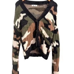 BB‎ Dakota Camo Fuzzy Knit Cardigan Sweater Womens XS